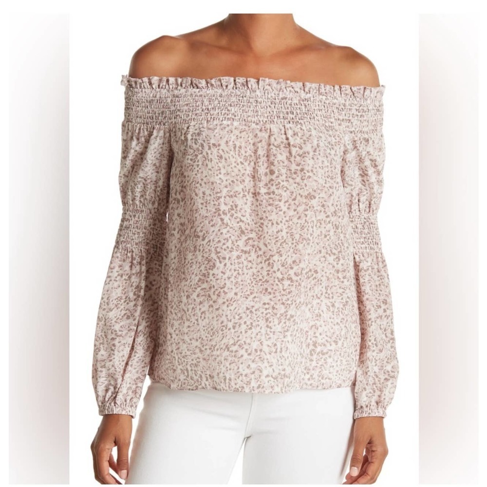 L'Agence Mona Silk Off The Shoulder Animal Print Blouse Womens Size: XS